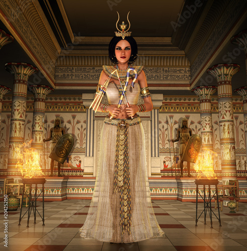 Last Egyptian Pharaoh Cleopatra holding signs of power