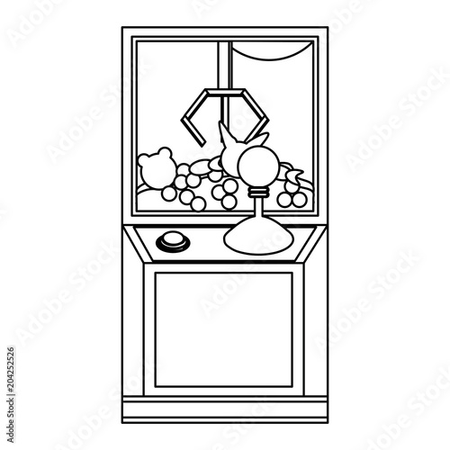 claw arcade machine icon over white background, vector illustration