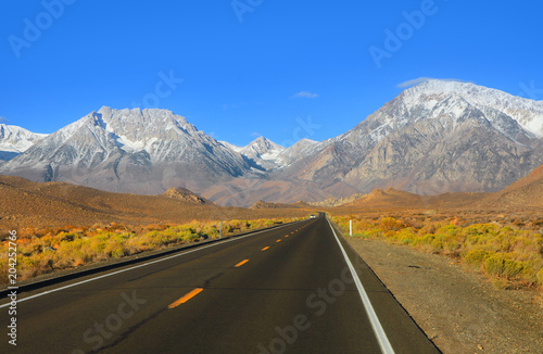 Scenic road in Sierra Nevada mountains