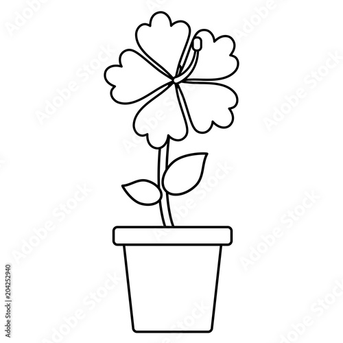 flower in a pot over white background, vector illustration