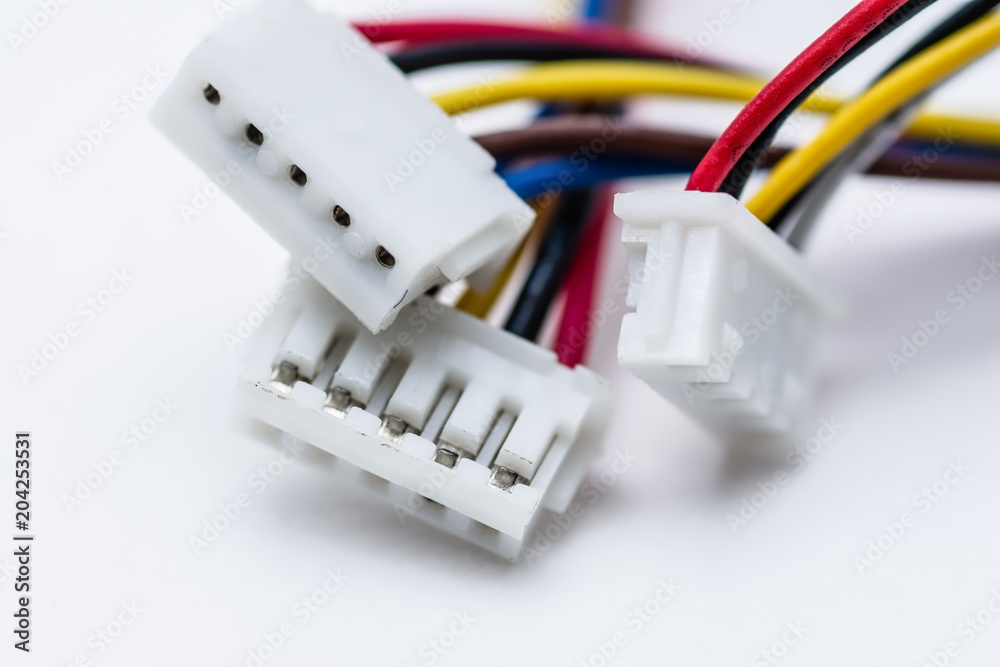 Circuit connectors macro on white background with room for text Circuit connectors macro on white background with room for text