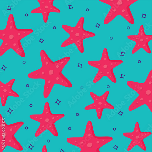 background of seastars pattern, colorful design.  vector illustration