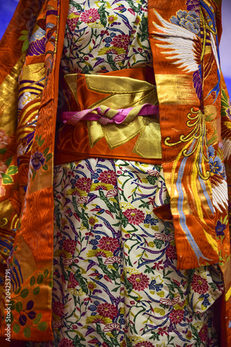 Kimono. Traditional Japanese dress for women with decorations © Stefania