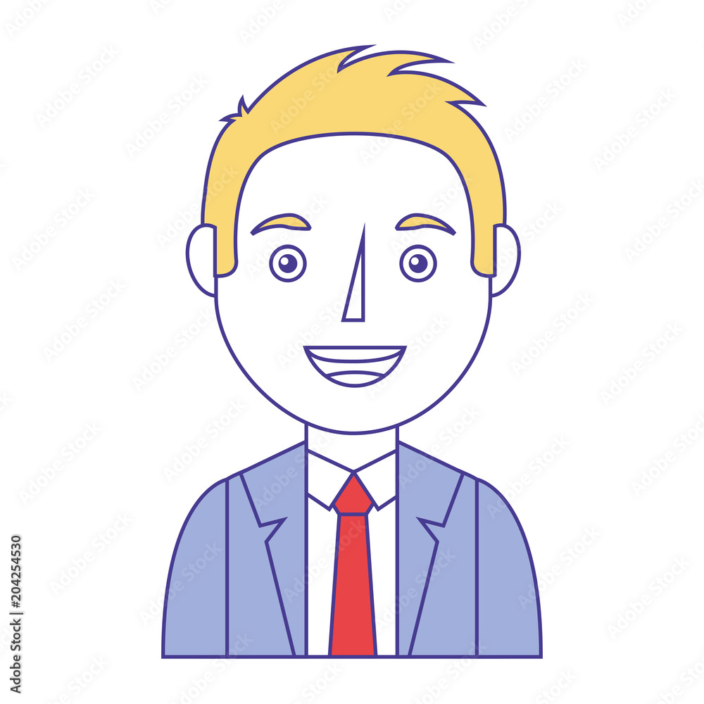 portrait businessman in suit necktie character vector illustration