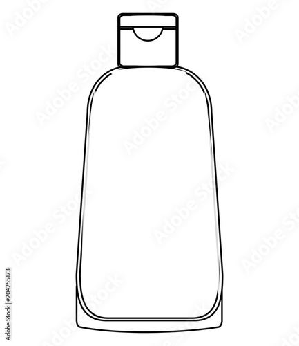 plastic bottle for cosmetic packaging for shampoo vector illustration thin line
