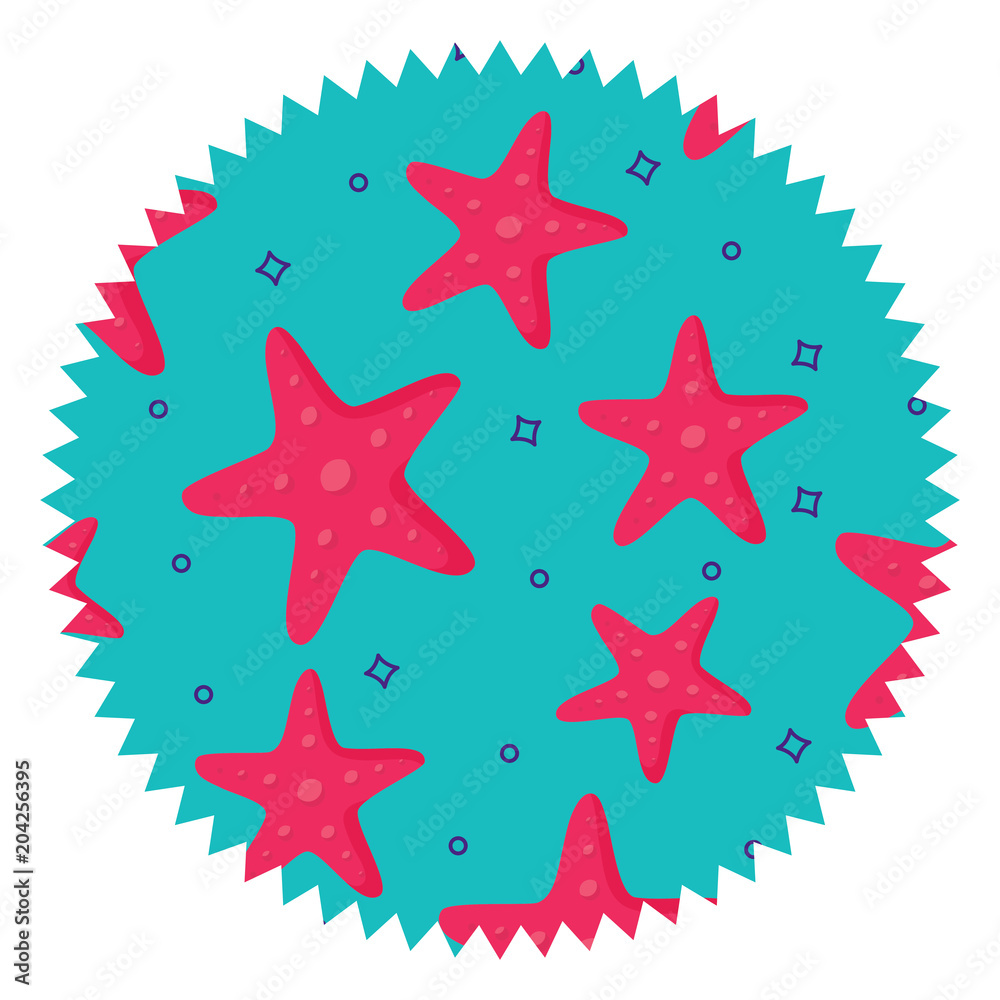 seal stamp with seastars pattern over white background, colorful design. vector illustration seal stamp with seastars pattern over white background, colorful design. vector illustration