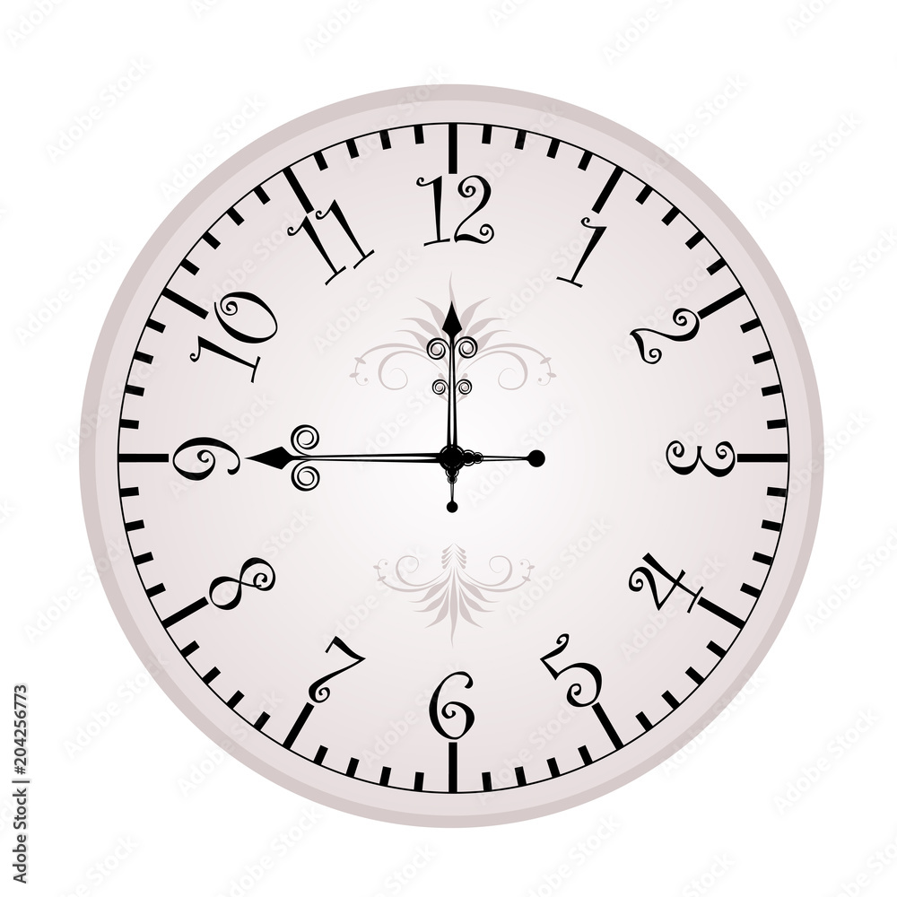 Clock face. Vector illustration of vintage clock dial with arabic