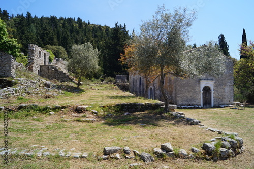 ancient ruins and a monastery on the island of Lefkada photo