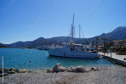 ship on the pier on the island of Lefkada