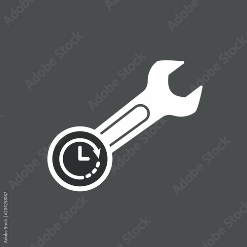 Spanner icon with clock sign. Spanner icon and countdown, deadline, schedule, planning symbol