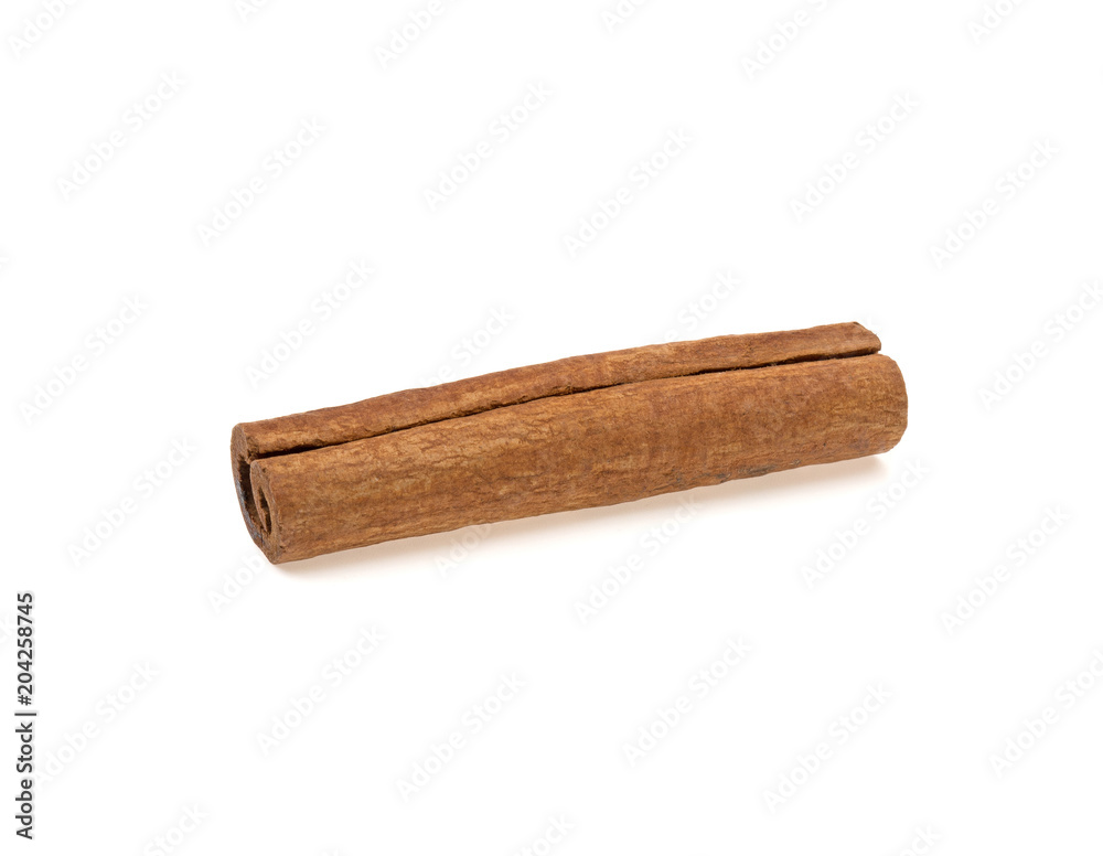 stick of cinnamon on white background stick of cinnamon on white background