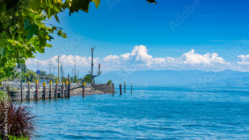 Bodensee Hafen Meersburg  Blick auf magische Säule