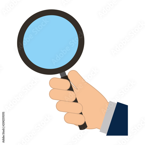 hand with search magnifying glass icon vector illustration design