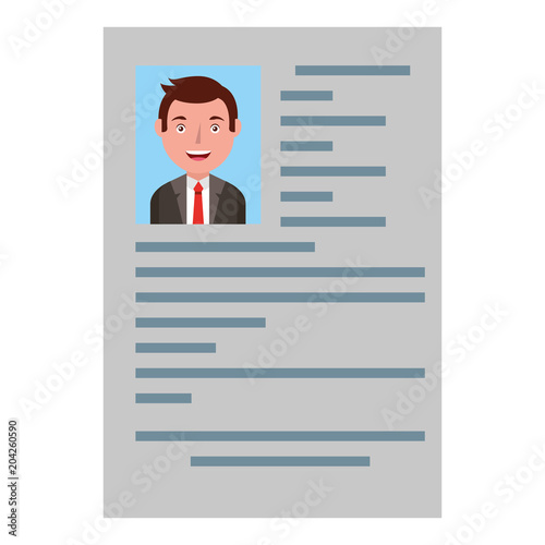 curriculum vitae with photo of man isolated icon vector illustration design