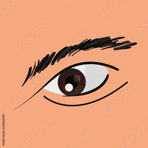 design of black eye and eyebrow of man, vector illustration
