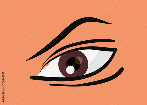 design of brown eye and eyebrow of man, vector illustration