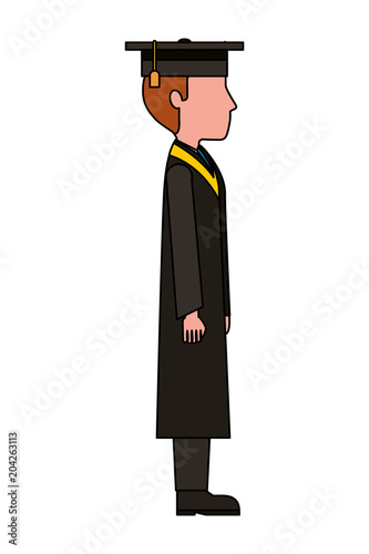 graduate man side view character vector illustration