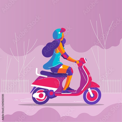 a girl riding a motorbike