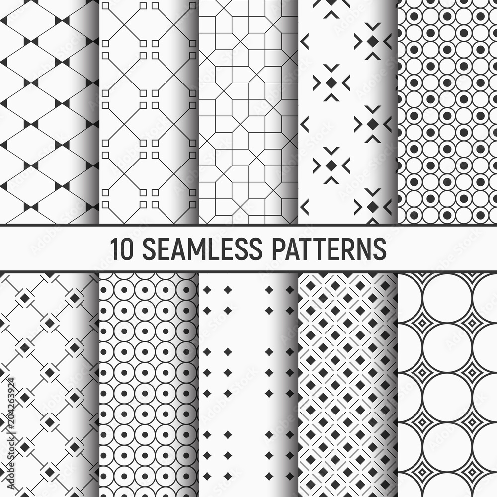 Set of ten seamless patterns.