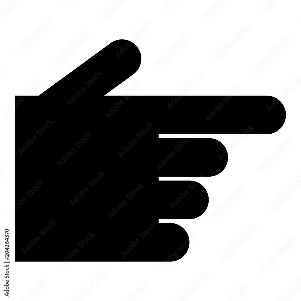 Pointing hand icon black color illustration flat style simple image Pointing hand icon black color illustration flat style simple image