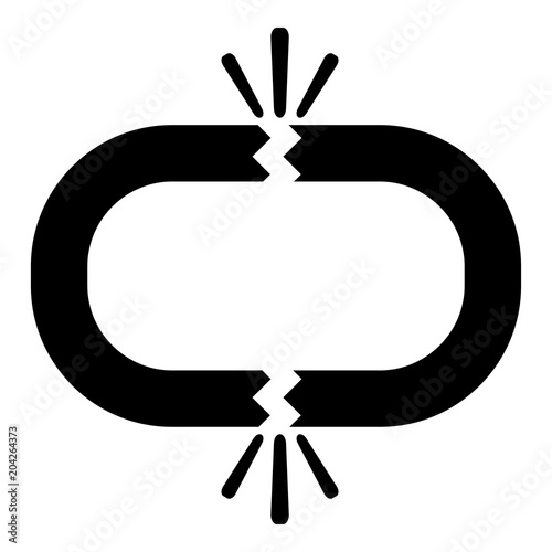 Broken link icon black color illustration flat style simple image photo