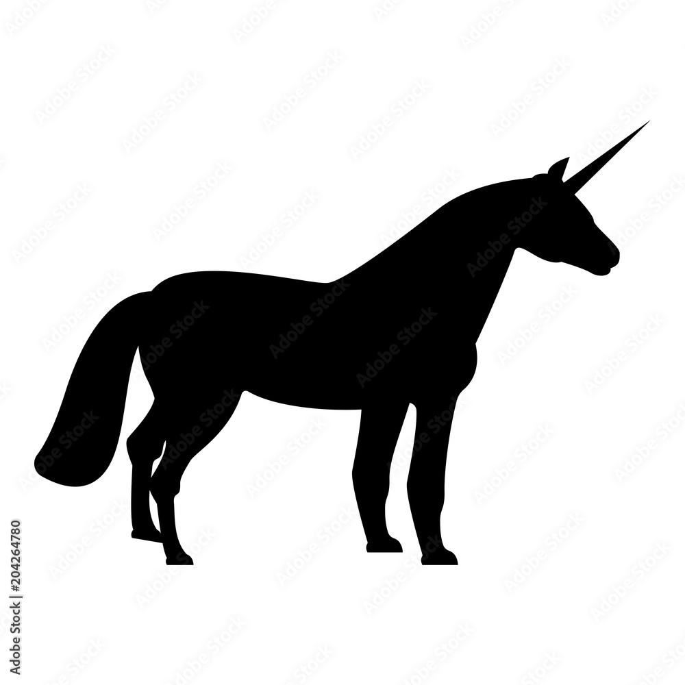 Unicorn icon black color illustration flat style simple image