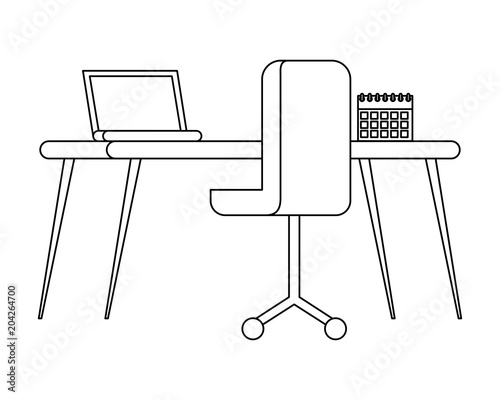workplace with chair and desk isolated icon vector illustration design