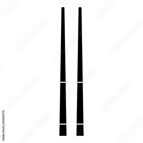 Chinese chopsticks icon black color illustration flat style simple image