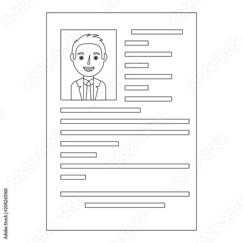 curriculum vitae with photo of man isolated icon vector illustration design