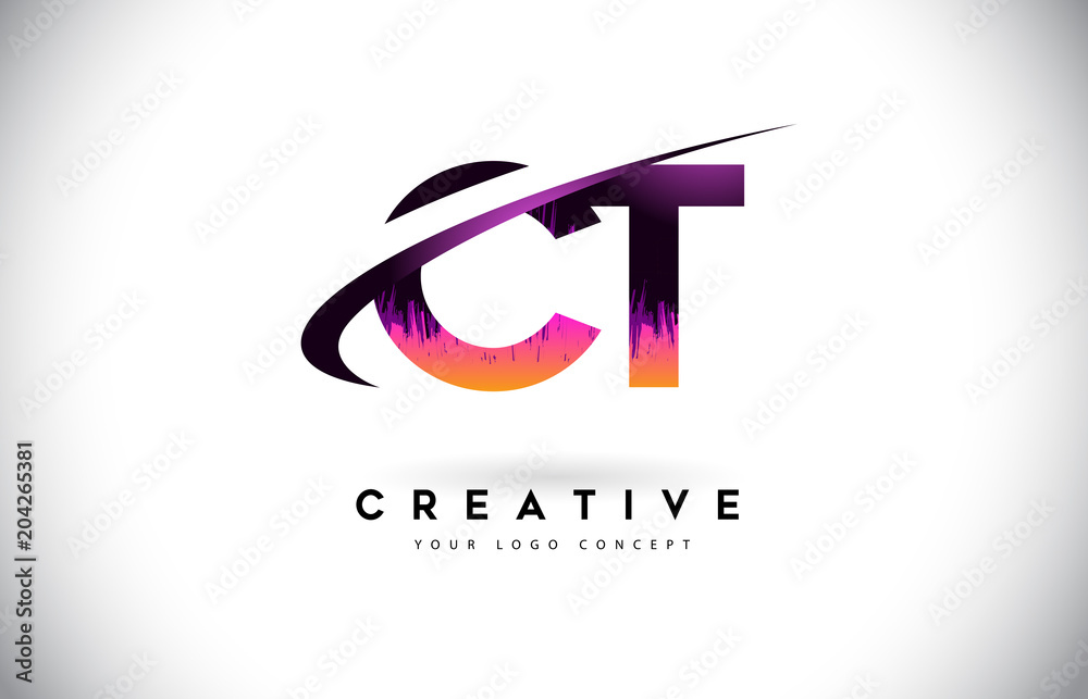 CT C T Grunge Letter Logo with Purple Vibrant Colors Design. Creative grunge vintage Letters Vector Logo CT C T Grunge Letter Logo with Purple Vibrant Colors Design. Creative grunge vintage Letters Vector Logo