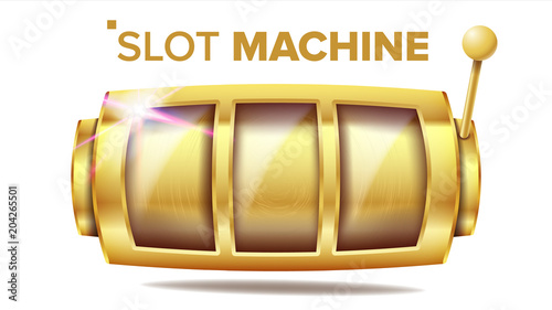 Slot Machine Vector. Golden Lucky Empty Slot. Gambling Poster. Spin Object. Fortune Jackpot Casino Illustration
