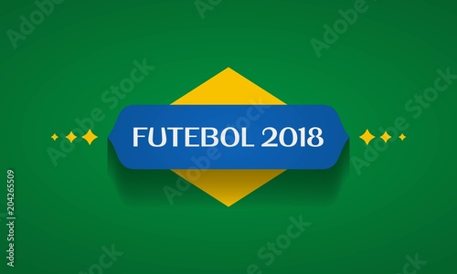 Plano de fundo futebol na Russia com etiqueta vermelha e azul. Elementos florais com taça dourada, partida de jogo, países do torneio internacional de esporte. Tendência de 2018 photo