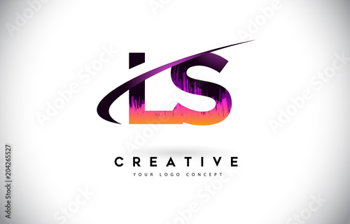 LS L S Grunge Letter Logo with Purple Vibrant Colors Design. Creative grunge vintage Letters Vector Logo