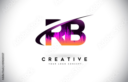 RB R B Grunge Letter Logo with Purple Vibrant Colors Design. Creative grunge vintage Letters Vector Logo