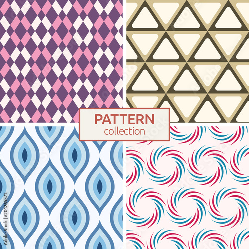 Set of four vector seamless patterns.