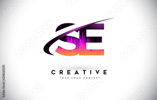 SE S E Grunge Letter Logo with Purple Vibrant Colors Design. Creative grunge vintage Letters Vector Logo