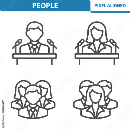 People Icons. Professional, pixel perfect icons EPS 10 format. Designed at 32x32 pixel size. 5x magnification for preview.