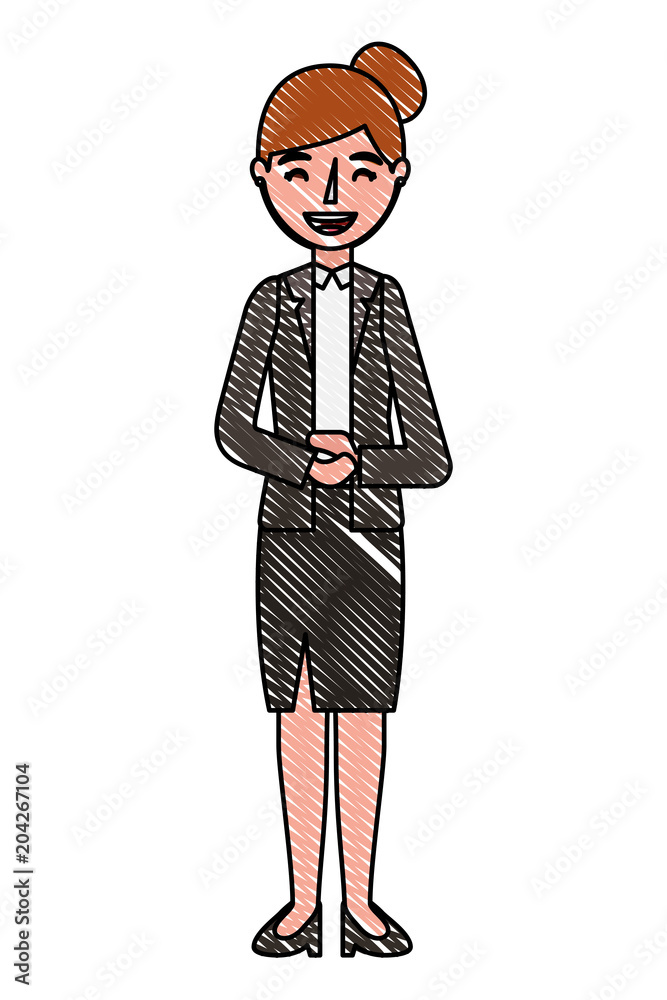 woman character standing in formal clothes vector illustration drawing woman character standing in formal clothes vector illustration drawing