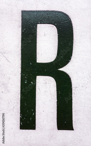 Written Wording in Distressed State Typography Found Letter R
