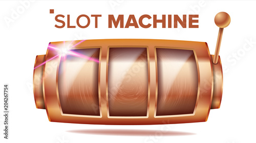 Slot Machine Vector. Bronze Lucky Empty Slot. Bingo Background Design. Spin Machine Template. Fortune Jackpot Casino Illustration