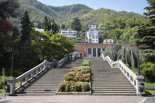 Como, Italy - April 22, 2018: View of Como San Giovanni railway station