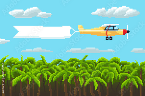 Airplane icon. Pixel art. vector illustration.