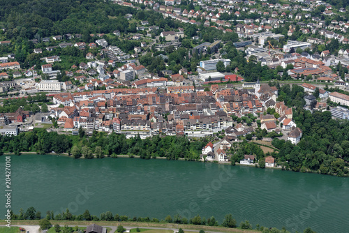 Luftaufnahme der Altstadt von Waldshut (Deutschland)