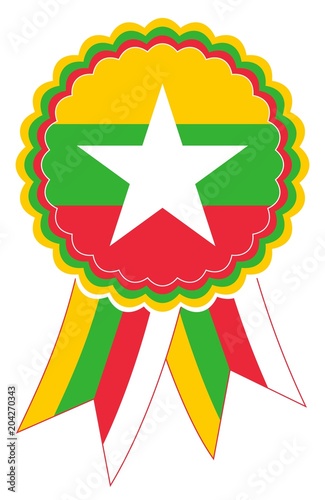Foto Myanmar Emblem vektor in den originalen Nationalfarben gelb, grün, rot und weis
