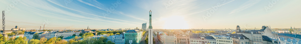 Riga City Old Town Monument Milda drone 360 vr view