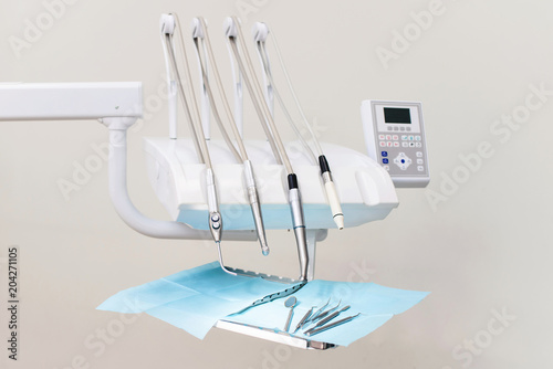 Close up macro shot of medical equipment at the dental clinic copyspace background layout profession occupation job service medicine healthcare consciousness teeth dentistry concept. photo