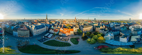 Old City Riga center drone sphere 360 vr view