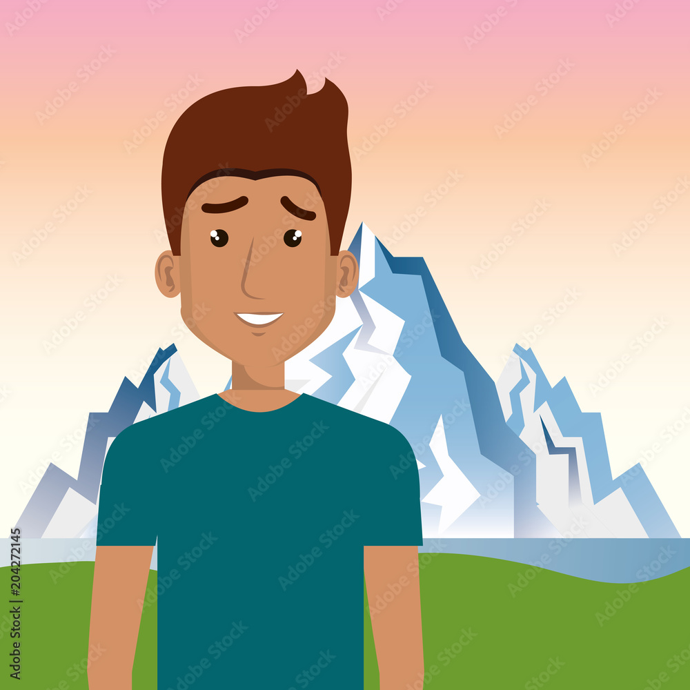 young man in the landscape character scene vector illustration design young man in the landscape character scene vector illustration design