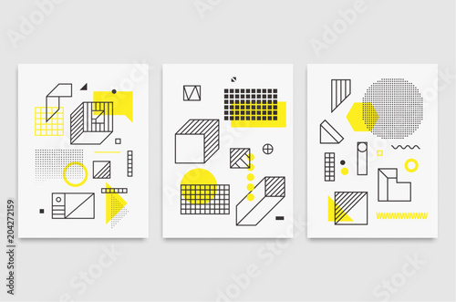 Set universal trend posters  Linear geometric shapes