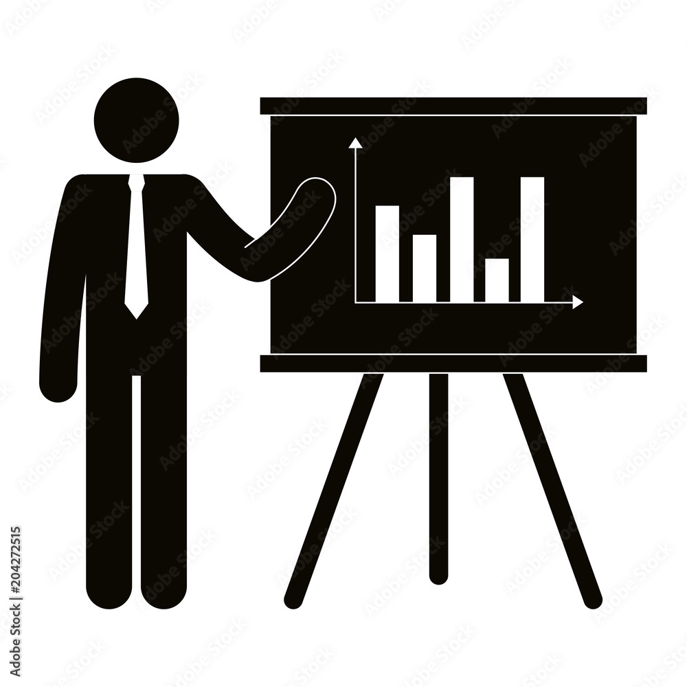 businessman figure with paperboard training silhouette vector illustration businessman figure with paperboard training silhouette vector illustration